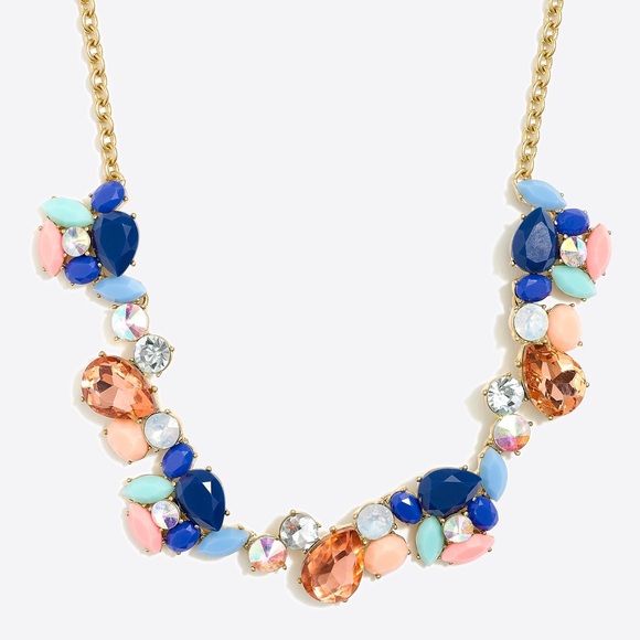 J CREW NWT Crystal Paint Party Necklace • Spring Pastel Jeweled 18” + 3” Factory - Picture 1 of 10